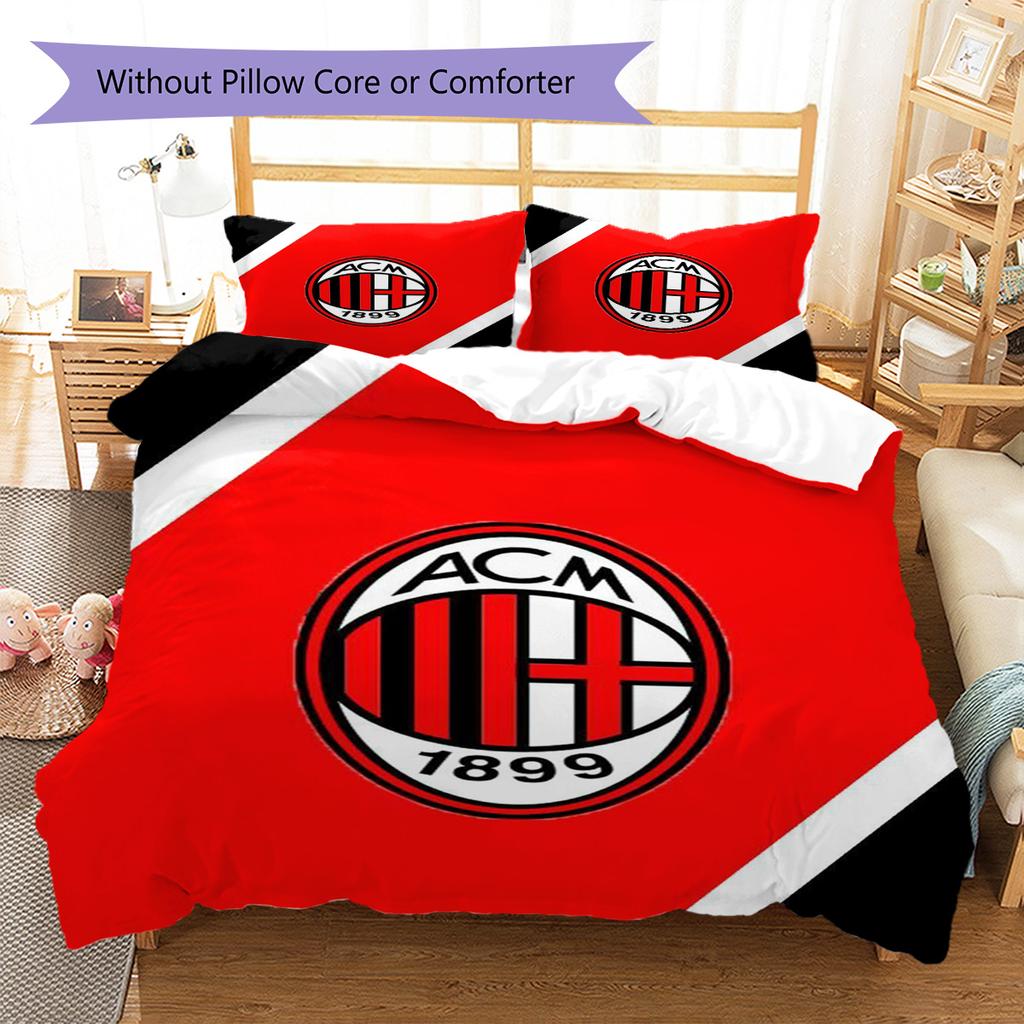 Set Biancheria da Letto con Fantasia AC Milan Copripiumino Federa Decorazione per la Casa Regalo (1 * copripiumino + 2 * federa, senza nucleo)