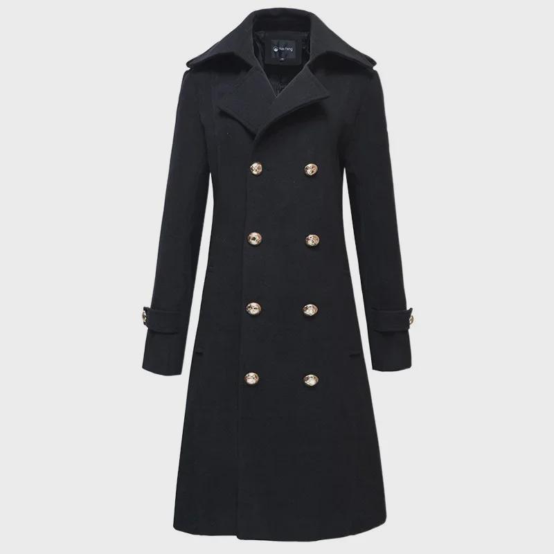 2021 Herbst/Winter Unisex Wollmantel: Mittel-Lang, Dick, Zweireihiger Militär-Windbreaker