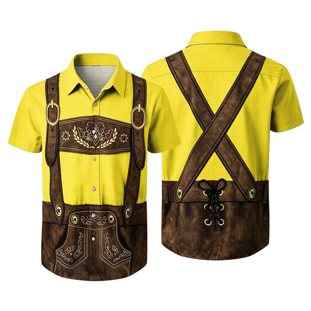 Men's Vintage Print Short Sleeve Cardigan Casual Loose Fit for Party Festival Daily Wear