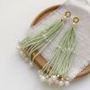 2pcs Ancient-style Tassels Beaded Keychain Handmade Bag Hanging Rope Crystal Pendant DIY Jewelry Accessory Multi-color
