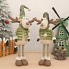 Christmas Reindeer Plush Toy with Retractable Legs Handmade Long-Legged Cartoon Elk Plush Doll Xmas Holiday Party Decoration Ornament