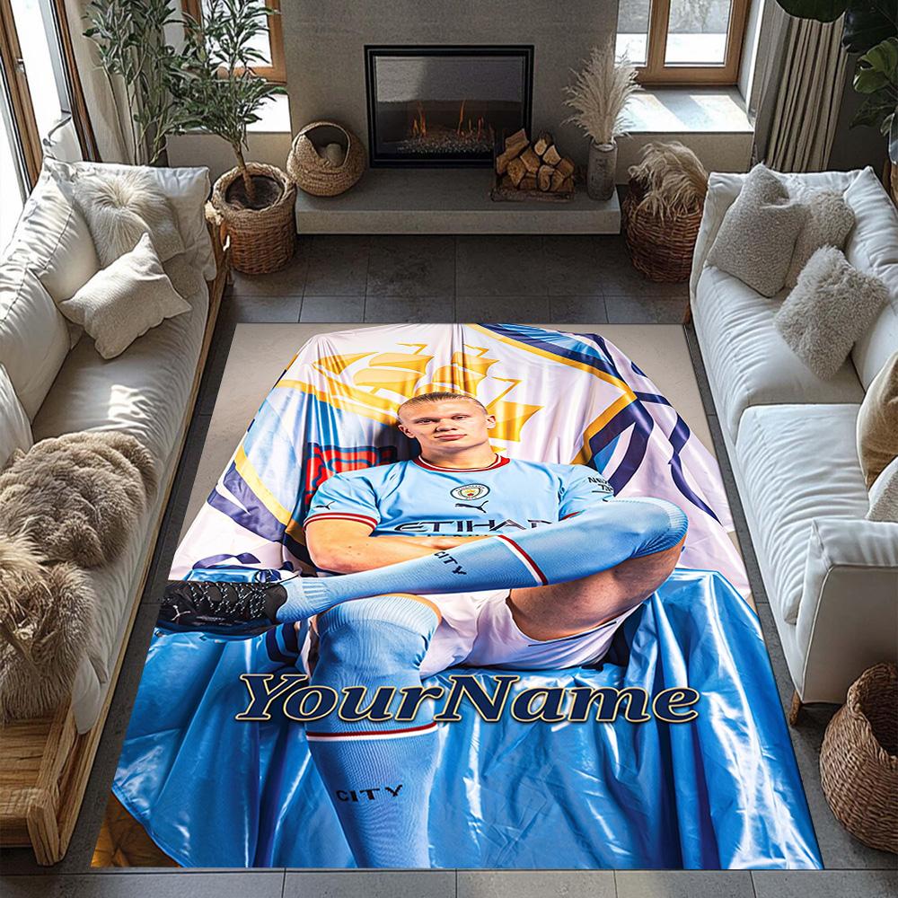 Haaland 59 Personalized Text Area Rug Suitable for Dining Room Dormitory Study Room Hallway Anti-slip Rug Anime Office Decor Birthday/Christmas Gift