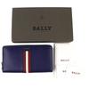 Excellent BALLY SALEN.S Metal Logo Bally Stripe Zip Around Leather Long Wallet Used