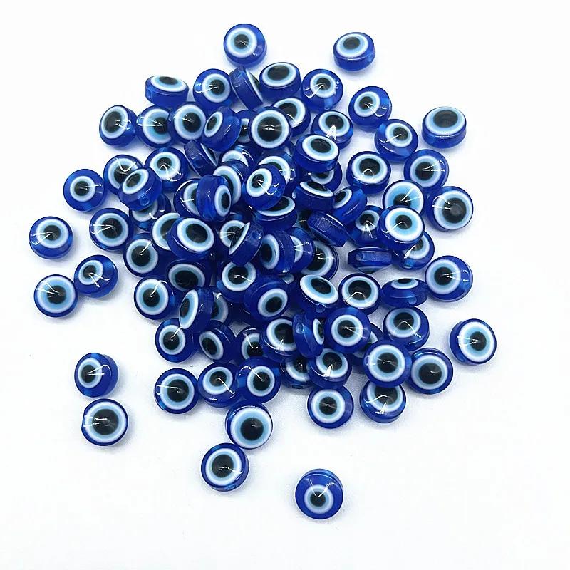 Z12 50pcs/lot 8mm Multicolored Charm Evil Eye Resin Spacer Bead Jewelry Making DIY Handmade Earring Bracelet Trend Accessories
