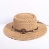 Popular fashion hollow woven concave-convex top straw hat men's and women's fashion summer sunscreen sunshade straw hat