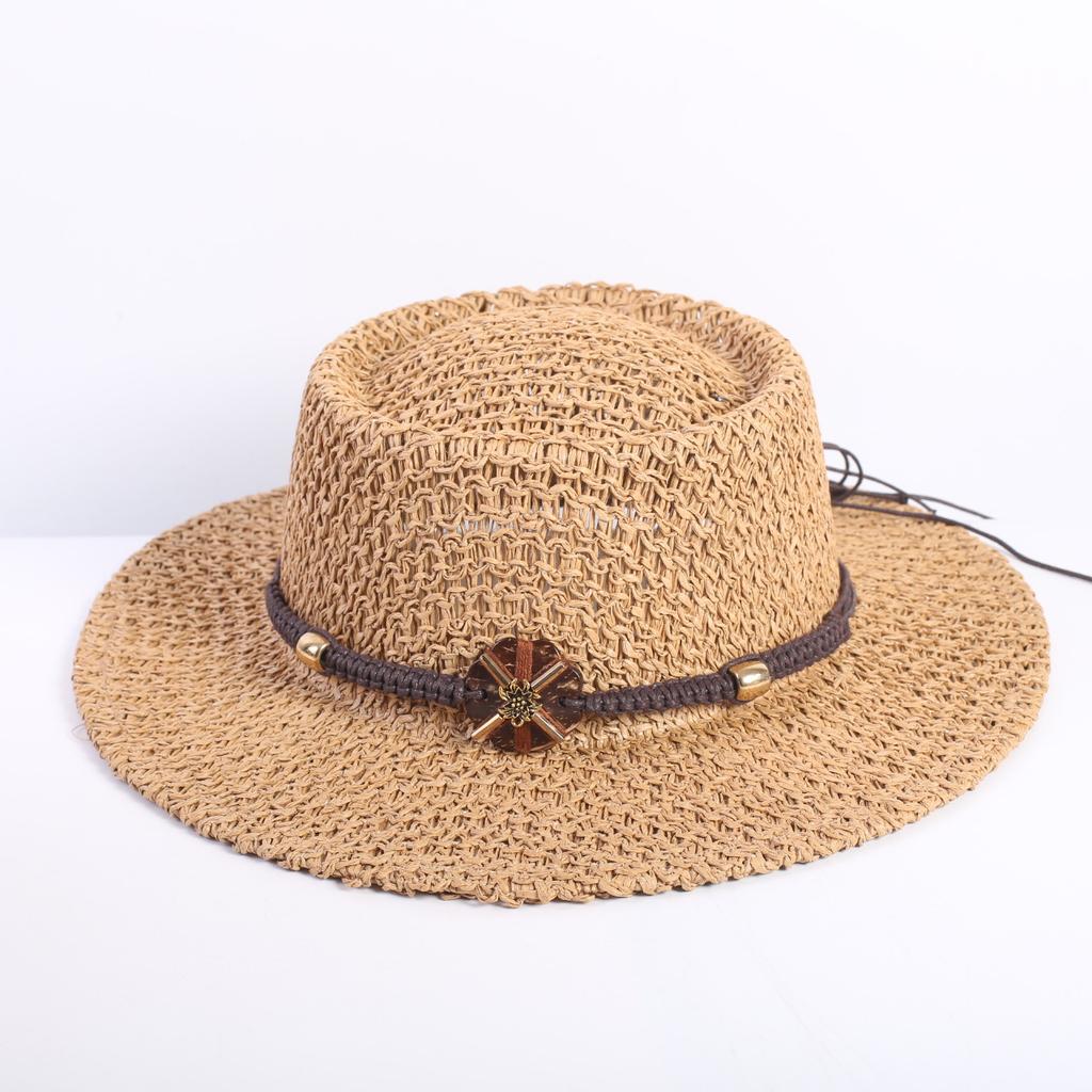 Popular fashion hollow woven concave-convex top straw hat men's and women's fashion summer sunscreen sunshade straw hat