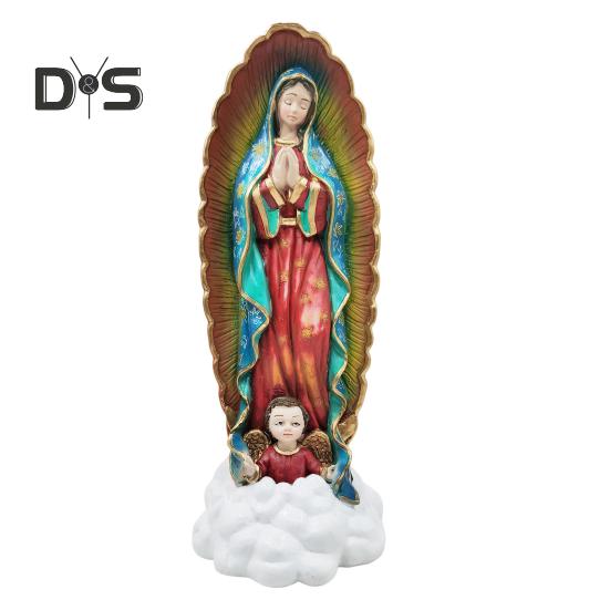 

Статуя Девы Марии 11,8 дюймов, статуэтка Богоматери Гваделупской, расписанная вручную смоляная религиозная скульптура Пресвятой Богородицы для декора дома и молитвенного пространства 30cm