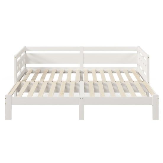 Daybed, Pull-Out Bed, 90 x 200cm, Solid Pine, with Second Sleeping Space And Roll-Up Slatted Frame, Heart-Shaped Bed,