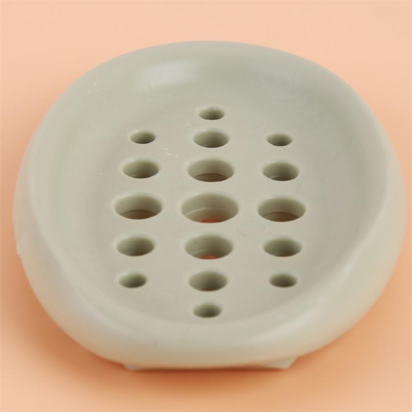Practical Bathroom Silicone Soap Dish Holder Tray Desktop Drain Soap Box