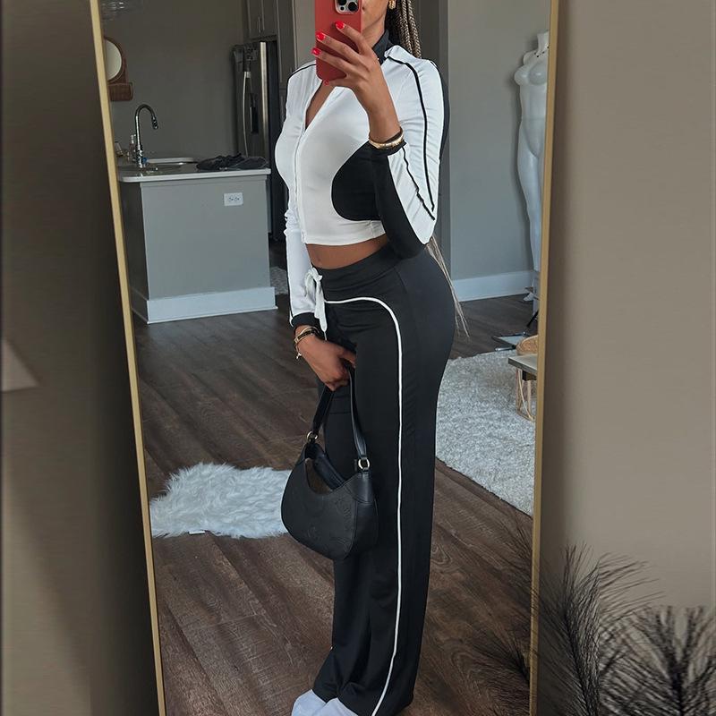 European Style Slimming Sportswear Set: Stand Collar Slim Fit Top & Shorts 2025