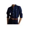 Polo Ralph Lauren Solid Color Button Long Sleeve Shirt Women tops Blue 211970730-002