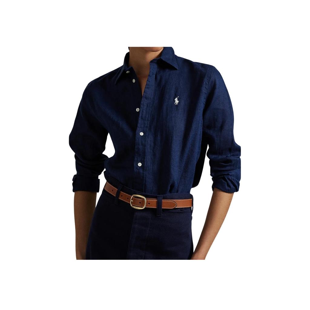 Polo Ralph Lauren Solid Color Button Long Sleeve Shirt Women tops Blue 211970730-002