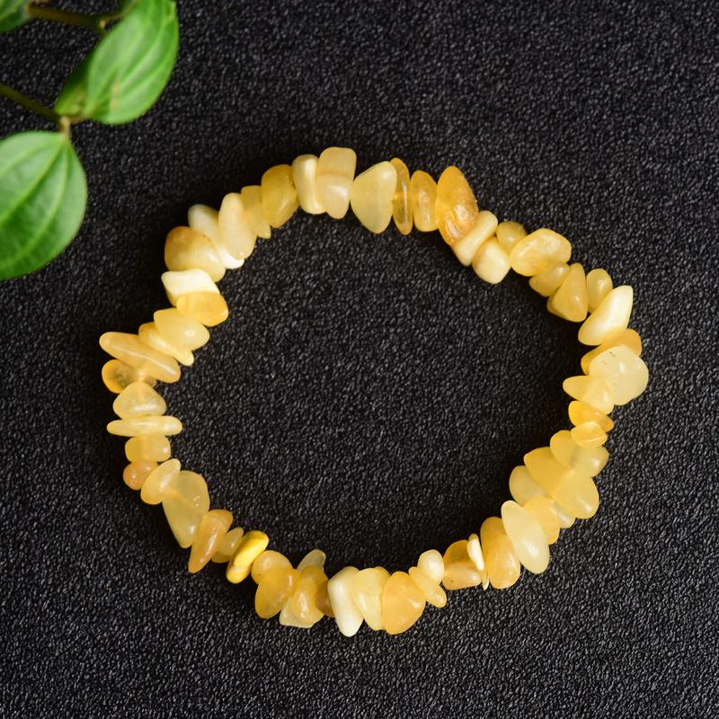 Yellow Crystal & White Pine Tiger Eye Chain Bracelet - Trendy Unisex Retro Style, Personalized Matching Options Available.