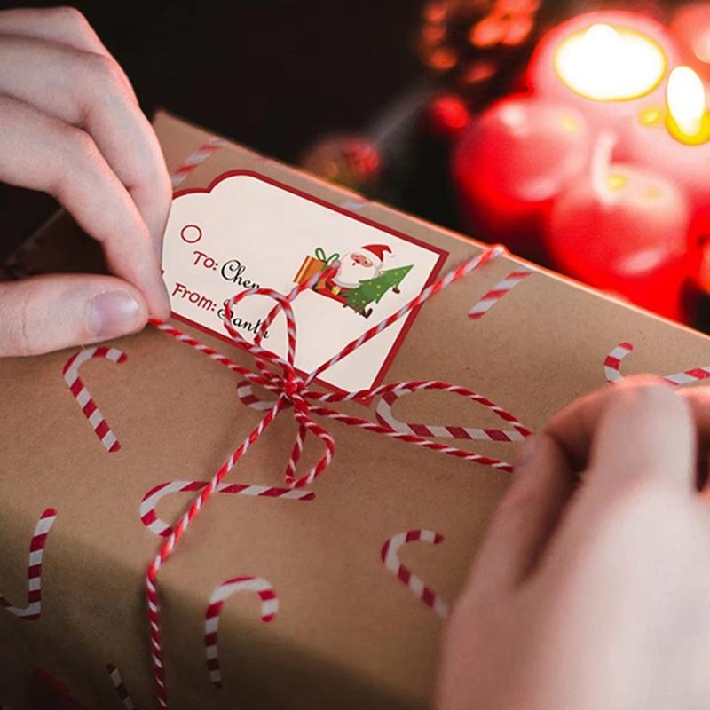 10Sheets Christmas Sticker Name Tags Gift Box Packaging Decoration Paper Label Sticker 2024 Merry Christmas Decor New Year 2025