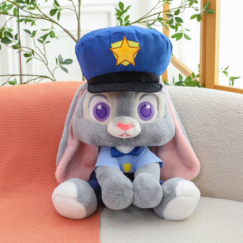 Police Officer Rabbit and Fox Plush Toy Doll - Wedding Cushion 40cm