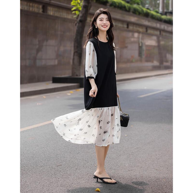 Elegant Ruffled Midi Print Dress