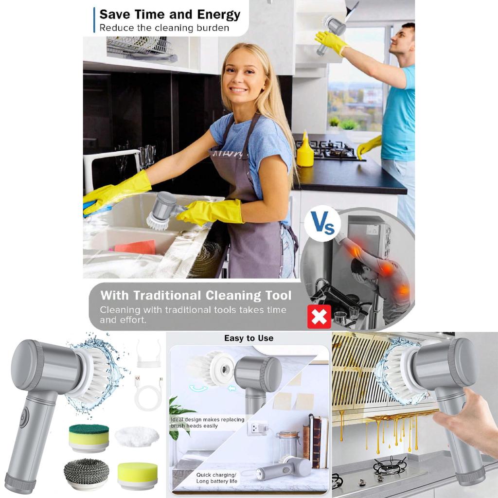 Home Multifunctional Wireless Handheld Electric Cleaning Brush For Kitchen And Bathroom Surface Maintenance
