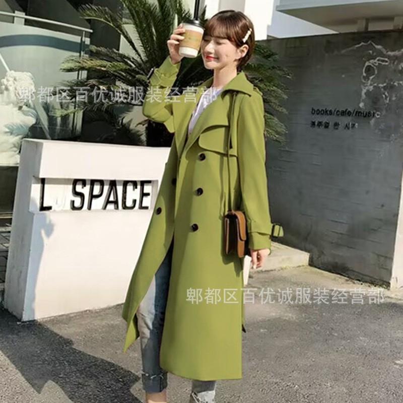 Womens Long Trench Coat Oversized Fit Classic Double-Breasted Button Front Office Chic British Style