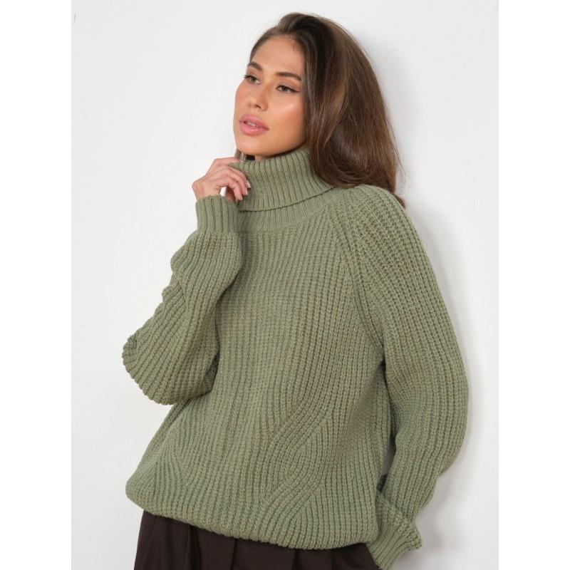 Women's Autumn and Winter Knitted Loose High Neck Thickened Lapel Sweater