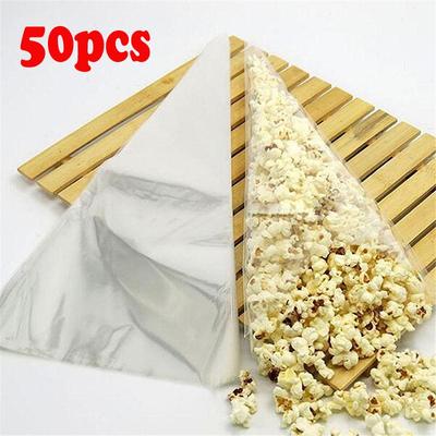 Flower Wedding Party Halloween Candy Sweet Box Clear Cellophane Packing Bag with Twist Ties Cone