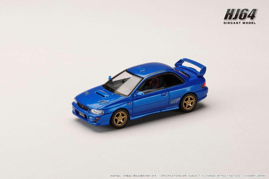 HJ64 Scale Subaru Impreza PURE SPORTS COUPE WRX type R STi Version V Limited Sonic Blue Mica Finished Model HJ641079FBL 1/64 (GC8)