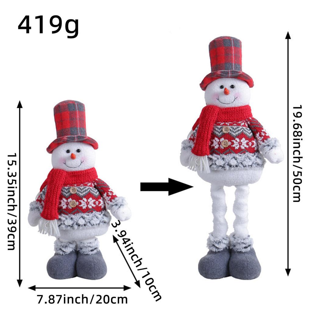Christmas Snowman Plush Toy With Stretching Design For Holiday Decor And Gift
