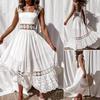 Vestido Largo Boho de Encaje Casual de Verano Vestido de Sol Largo para Mujeres Damas Playa Vacaciones