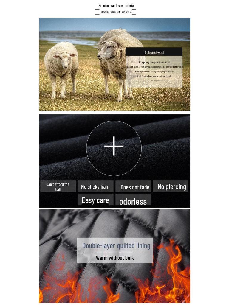 2025 Autumn/Winter Men's Mid-Length Woolen Trench Coats - Thickened, Casual High-End Jackets