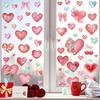 Heart Love Glass Window Stickers 3D Valentine's Day Scene Decoration Background Glass Static Wall Stickers Creating Holiday