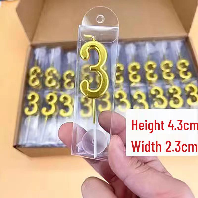 Gold Long Number Birthday Cake Candles - Boxed for Children's First Birthday