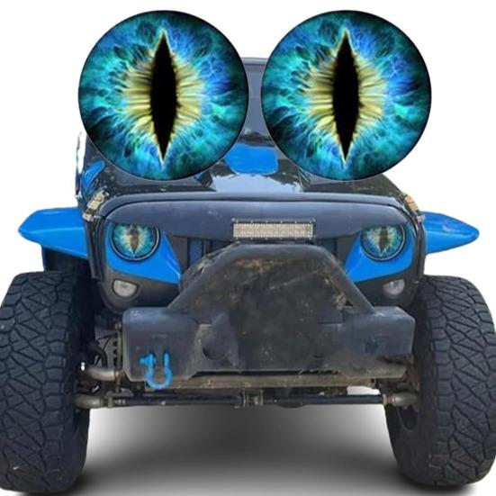 1 Paar Beast Eyes Koplampstickers Realistische Oogstickers Weerbestendig UV-Bestendig Vinyl Eenvoudige Applicatie Uniek Accent voor Vrachtwagens & Off-Road