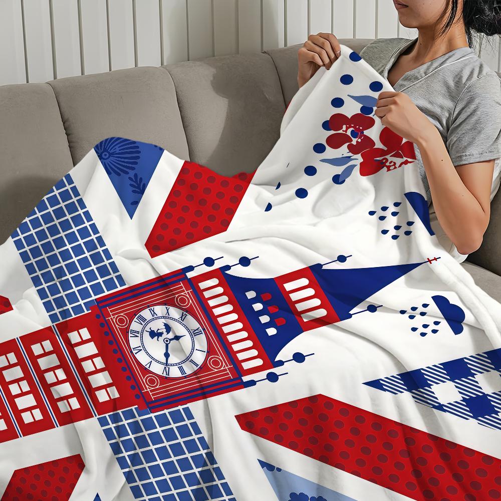 Herz Cartoon Kunstmuster London Big Ben weiche warme Plüschdecke Schlafsaal Sofa Wohnzimmer Haustier Zuhause Schlafzimmer Geschenk Nickerchen Zuhause Flanell