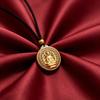 Amitabha Pendant Men and Women Couple Simple Gold Necklace Hollow Design Pendant National Style Retro Accessories Necklace