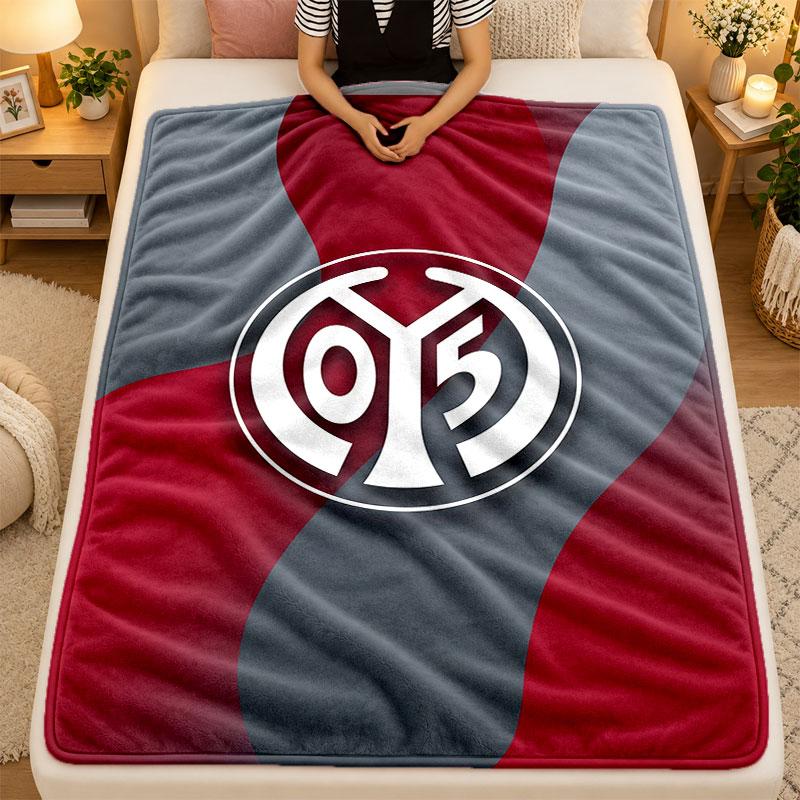 Flannel BlanketMainz FC Warm Soft Throw Blanket for Indoor Sofa Bed Living Room Use
