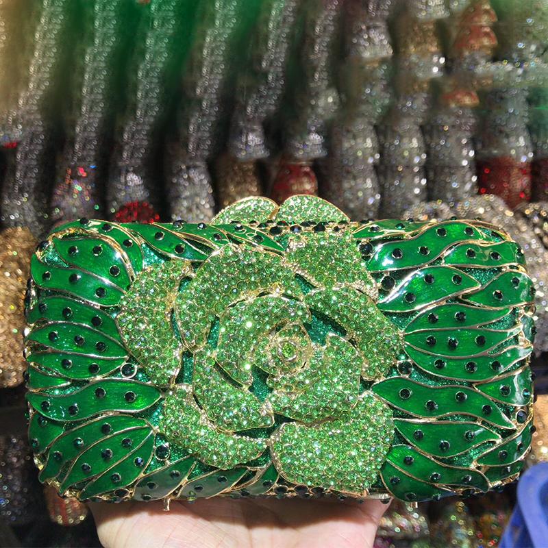 

Flower Evening Bags Purse Luxury Crystal Wedding Handbags Formal Clutch Bag Women Bridal Party Purses Lady Diamond Minaudiere