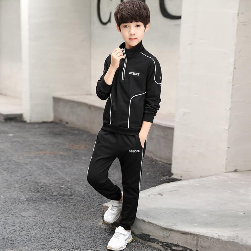 Spring Autumn Teenager Boys Clothing Sets Child Fashion Letter Sweatshirt + Pants Kids Tracksuit