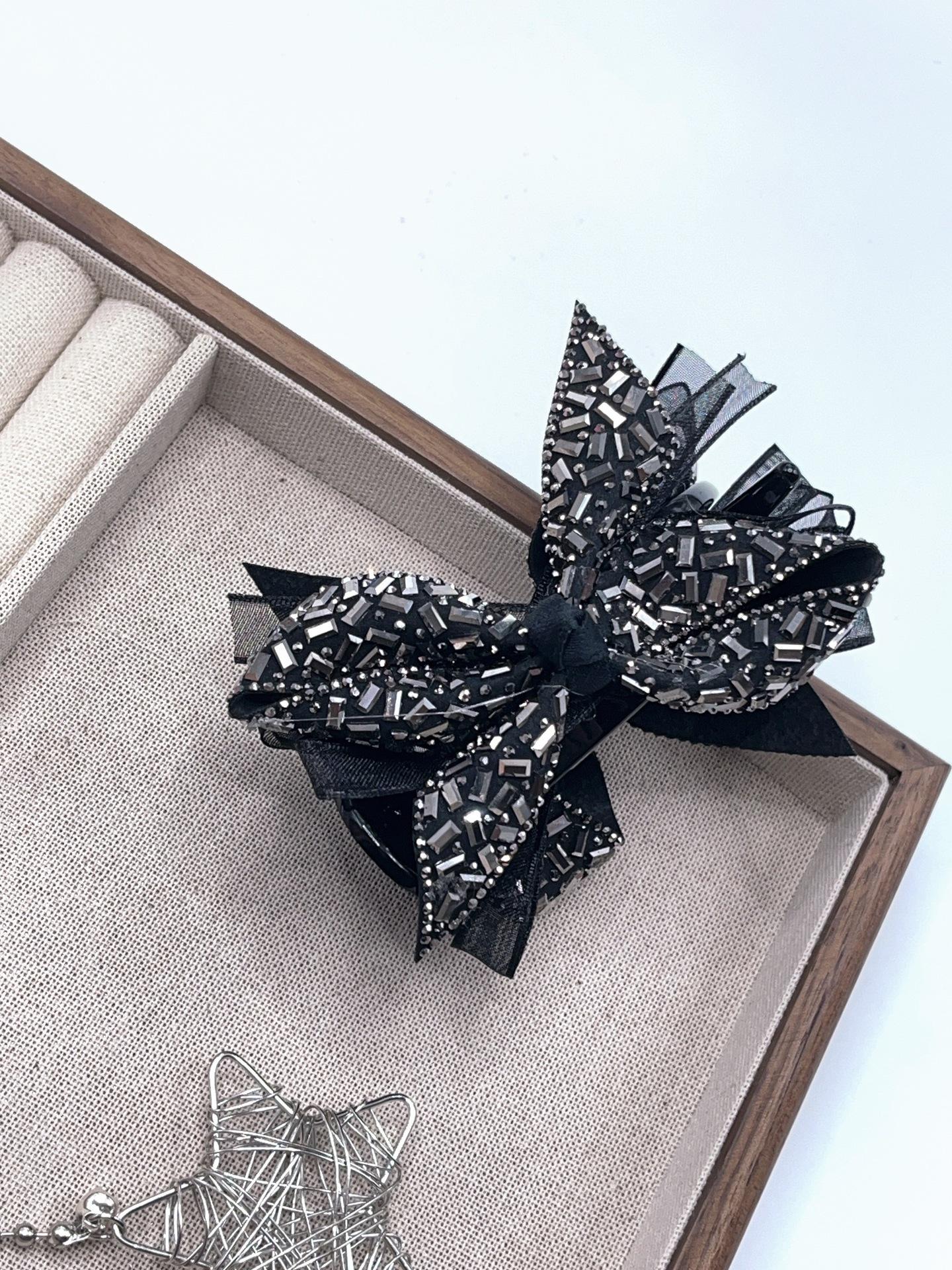 Elegant Rhinestone Bow Hair Clip - Versatile Luxury Ponytail Accessory
