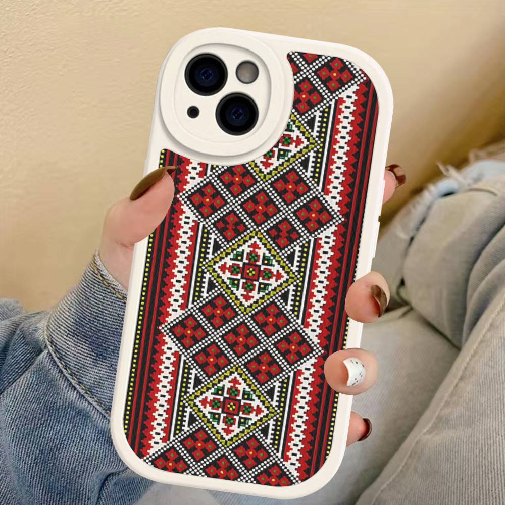 G-Ukraine Ornament Pattern Phone Case For IPhone 16 15 14 13 12 11 Pro Max Plus Leather Soft Cover