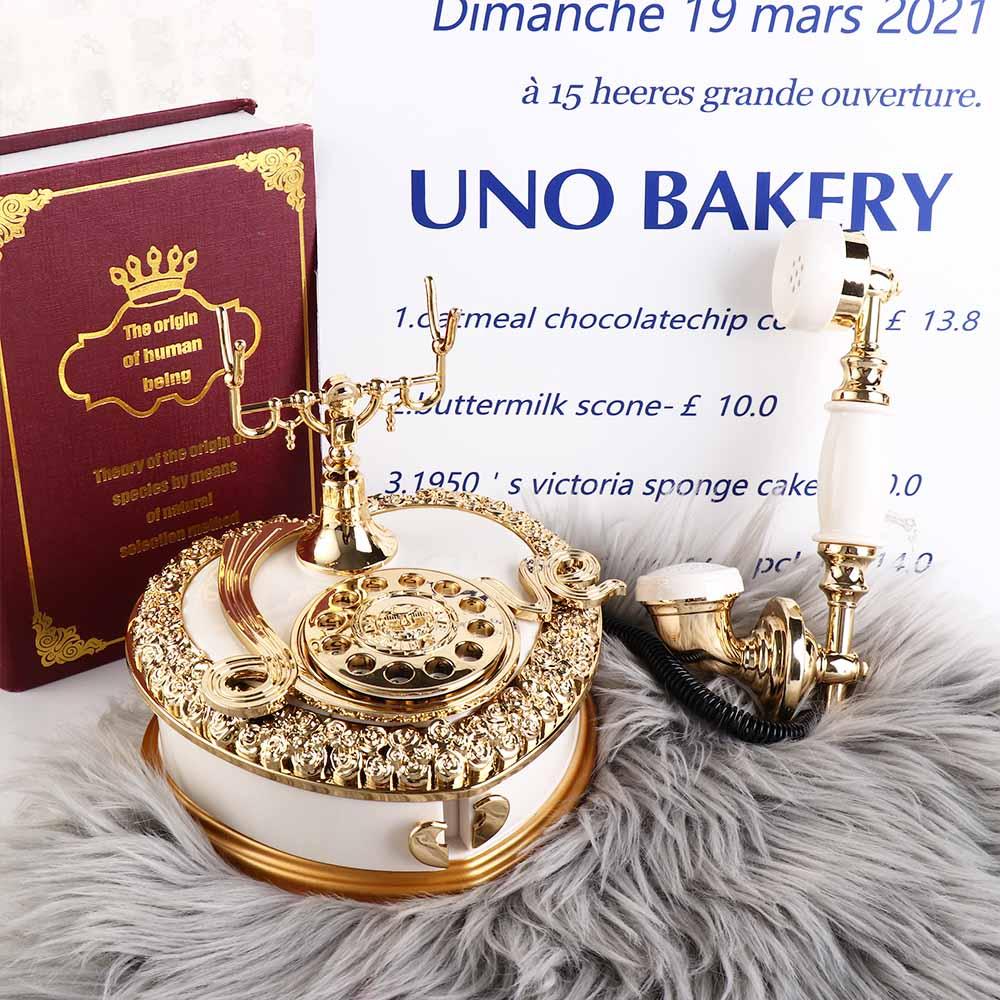 Light Luxury Dial Telephone Miniatures Classic Style Telephone Music Box Retro   Birthday Gift