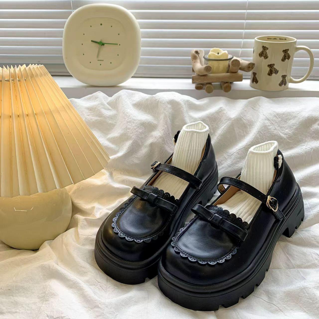 

Детская ретро универсальная кожаная обувь в стиле преппи с юбкой, короткие ботинки, туфли Мэри Джейн с бантом для девочек 37 чёрный