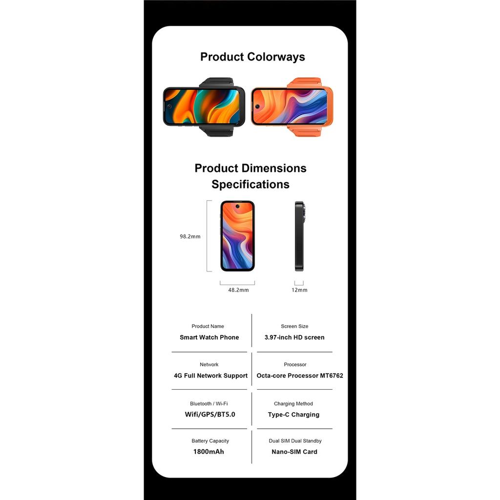 PG999 Smartwatch Phone Touch Screen GPS Wi-Fi Octa-Core Powerhouse HD Cameras Android Dual SIM Dual StandbGlobal Connect Buy now