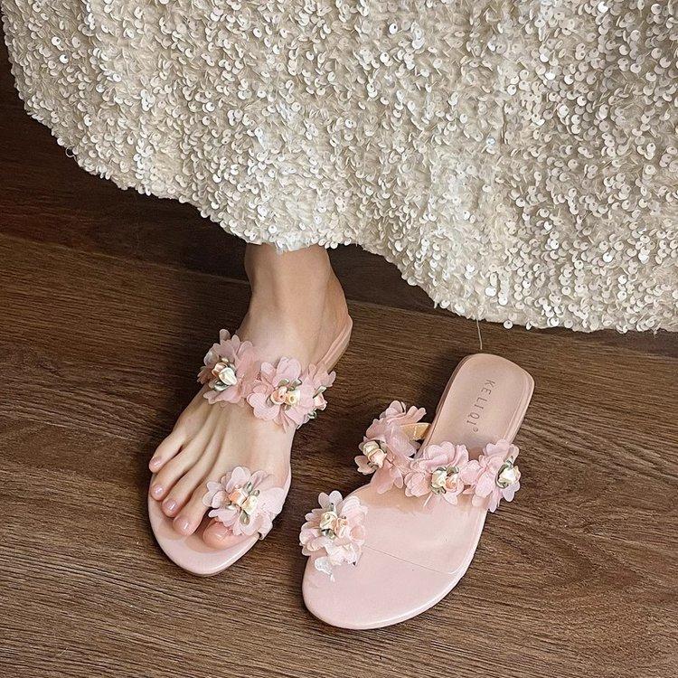 

New Chinese style cool slippers fairy shoes outer wear 2025 summer with skirt flower temperament set toe sandals 35