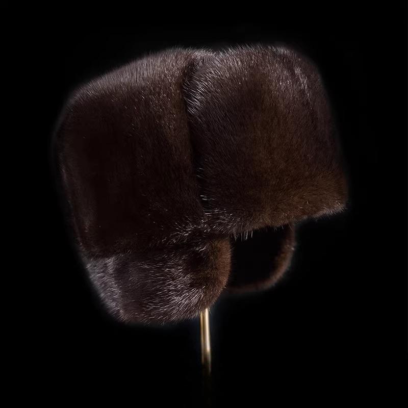 Mink Hair Men's Hat Lei Feng Hat Middle-aged and Elderly Winter Outdoor, Whole Mink Fur Fur Hat, Northeast Hat Thermal Cotton Hat