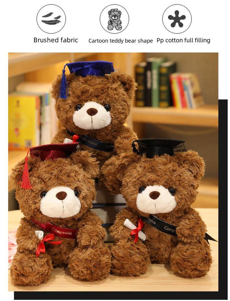 Graduation Bear Plush Doll with Doctoral Hat – Commemorative Bachelor Gift