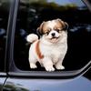 QT2303#15cm Cute Fluffy White & Brown Puppy Car Sticker for Laptop, Truck, Phone, Motorcycle, Window