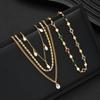 4 Pcs Simple Zircon Pearl Design Pendant Choker Necklace Set for Women Vintage Colorful Crystal Long Y-shaped Necklaces Jewelry