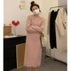 Korean-Style Thick Knit Hooded Sweater Dress for Women - Soft, Loose, Perfect for Autumn and Winter