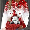 Ladies' Christmas dwarf print hoodie - Casual pullover hoodie, long sleeve, 100% polyester knitted fabric