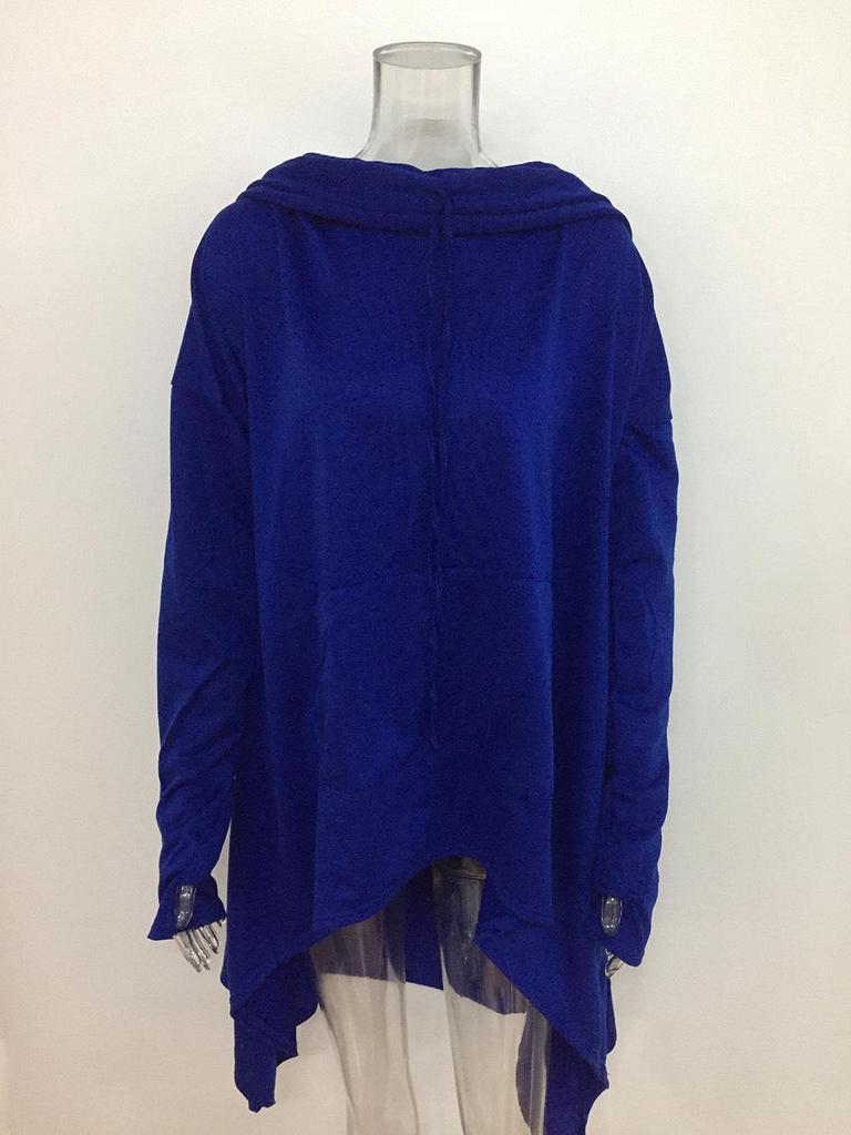 2018 Autumn/Winter European American Solid Color Long Hooded Sweatshirt