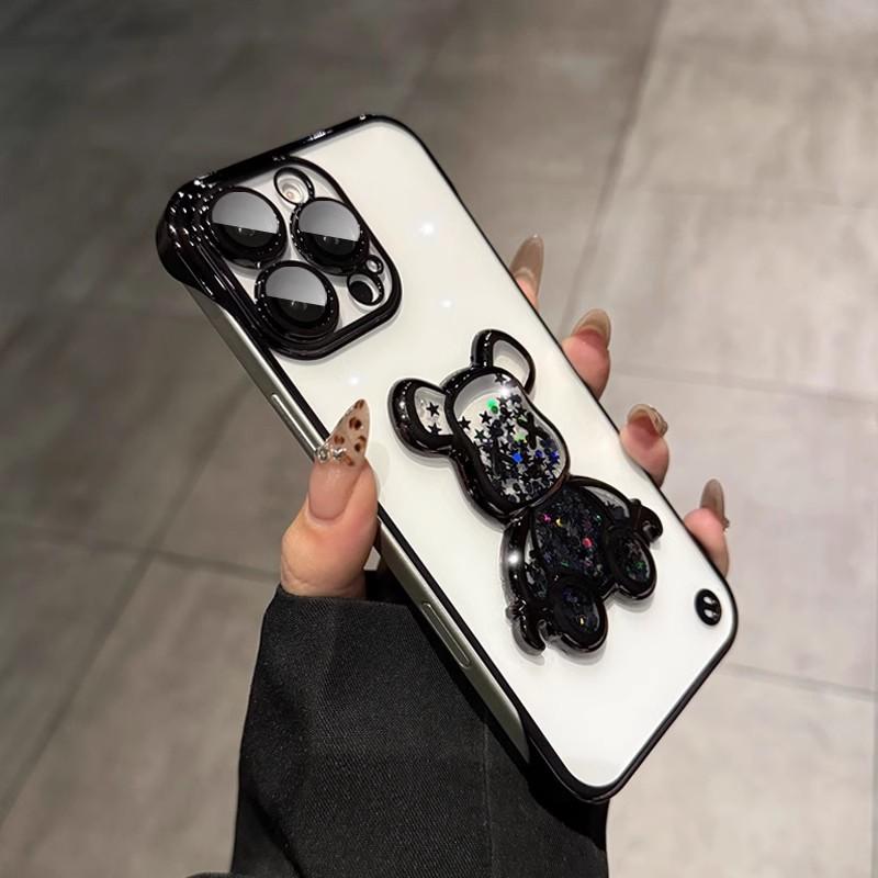 

Подходит для Iphone17 Перетекающий песок Яростный медведь Чехол для телефона Безрамочный Apple 16PROMAX, Высококлассный гальванизированный чехол 15 iPhone12pro